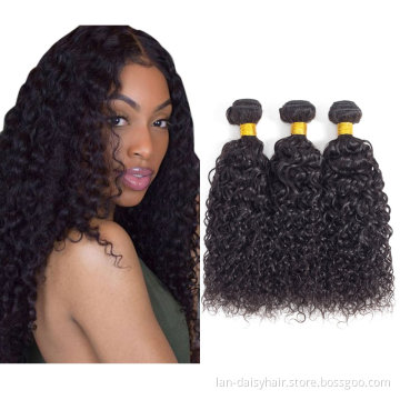 Mongolian Afro kinky curly 3 bundles with closure human hair bundles with closure curly hair in wholesale natural color